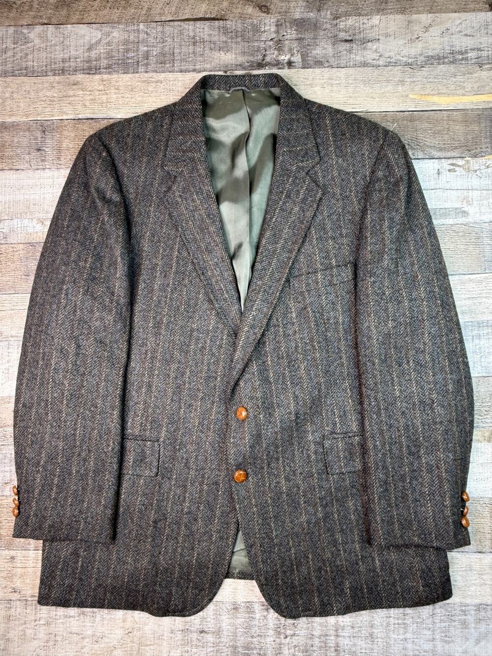 Levi's USA Made 42R Brown Herringbone Fleck Tweed Blazer Jacket Sport Coat